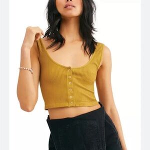 Free People Intimately Button Front Rib Crop Top Brami Womens Size Medium Large